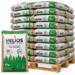 Helios Holzpellets – 65 × 15 kg Palette – 100 % Nadelholz, ENplus A1 & DINplus