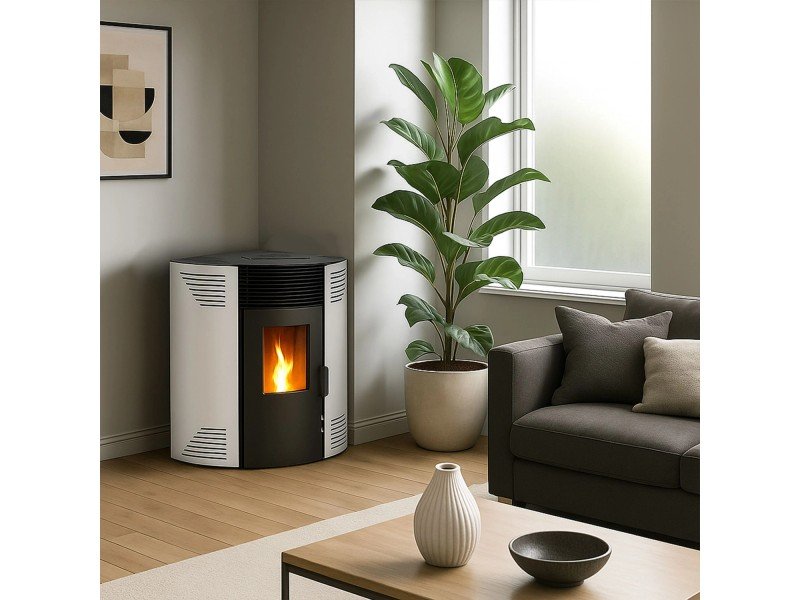 Sannover Eck-Pelletofen Iseos 12,2 kW Weiß