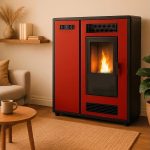 Sannover Luft-Pelletofen Slim Astral 12,2 kW Bordeaux