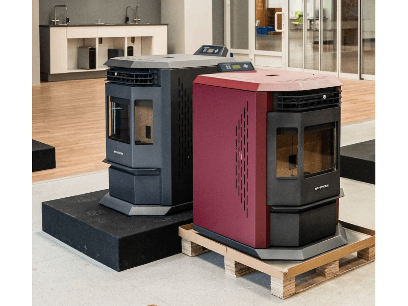 SCHENGER Pelletofen HLP3602 Rot 9,3kW A++ Vollautomatisch WIFI+ECO+TIMER