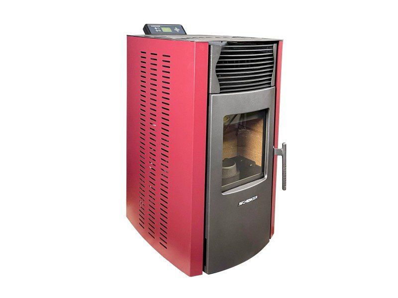 SCHENGER Pelletofen HP51 Rot 8,8kW A+ Vollautomatisch WIFI+ECO+TIMER