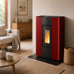 Freepoint Pelletofen Roxy Stand Stahl Bordeaux 7 kW