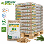 Bio Energie Holzpellets – 66 × 15 kg Palette – 100 % Nadelholz, ENplus A1 & DINplus & PEFC