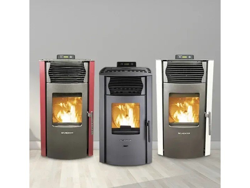 SCHENGER Pelletofen HP51 Rot 8,8kW A+ Vollautomatisch WIFI+ECO+TIMER