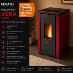 PEGASO Pelletofen Vera Stahl Bordeaux 7 kW mit Automatik