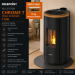 Freepoint Pelletofen Chrome 7 Stahl Schwarz 7 kW