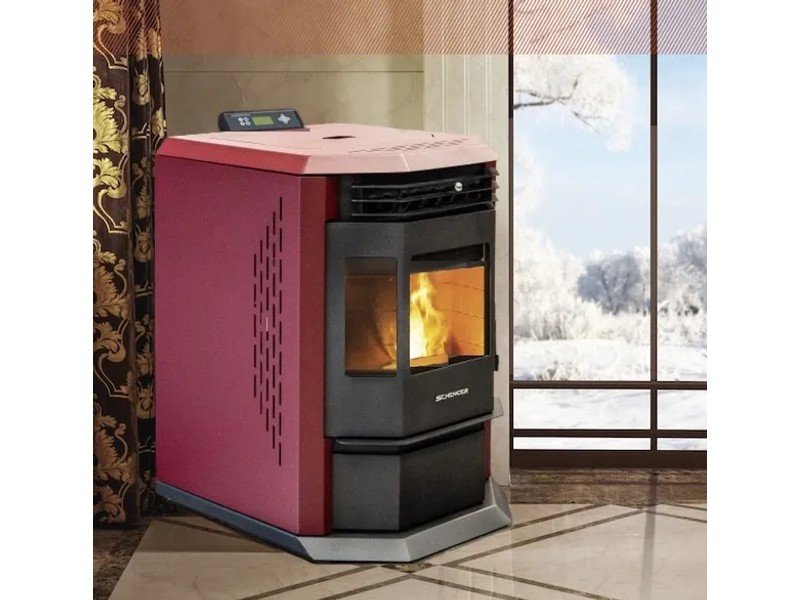 SCHENGER Pelletofen HLP3602 Rot 9,3kW A++ Vollautomatisch WIFI+ECO+TIMER