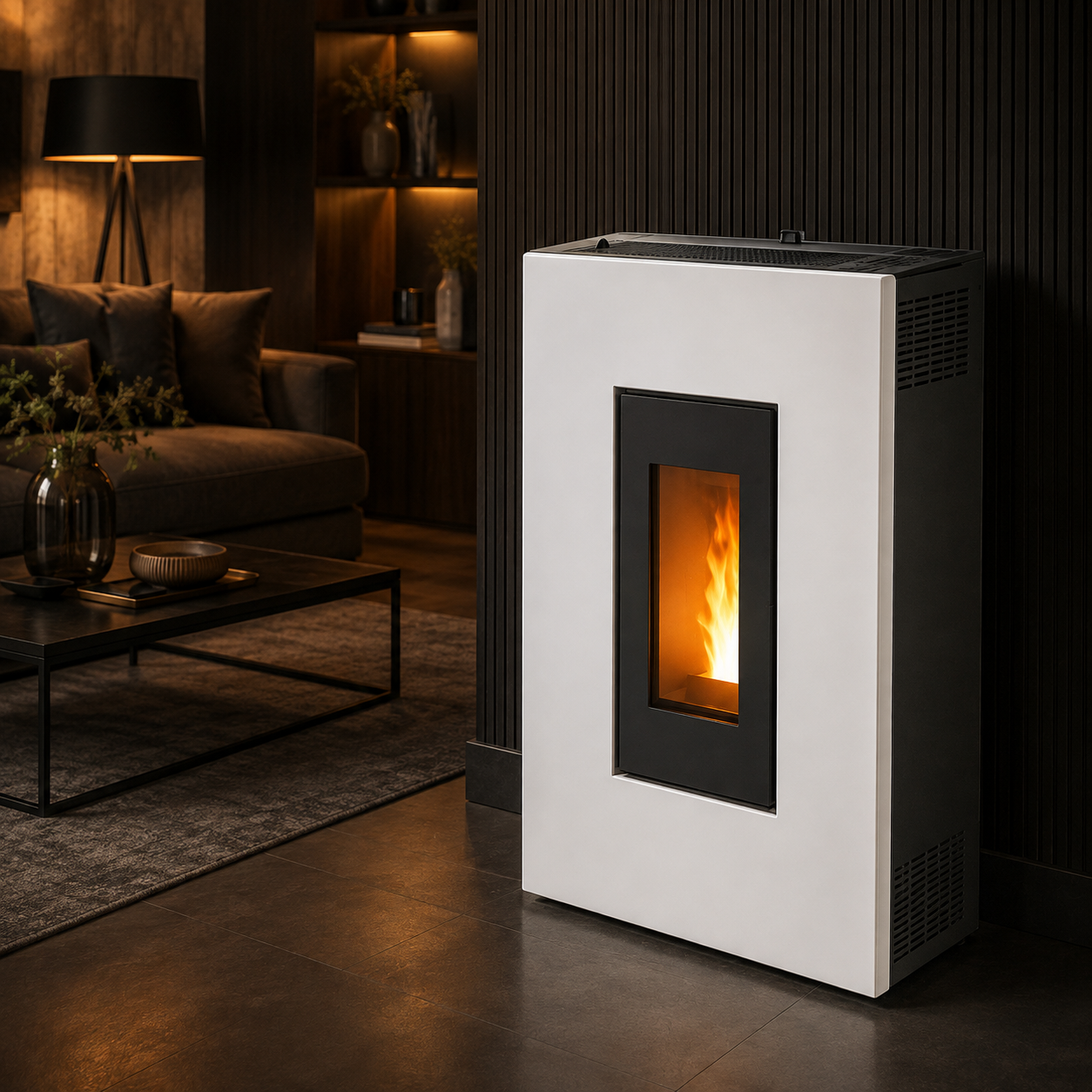 PEGASO Pelletofen Madison Stahl Weiß 5,3 kW mit Automatik