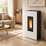 PEGASO Pelletofen Madison Stahl Weiß 5,3 kW mit Automatik