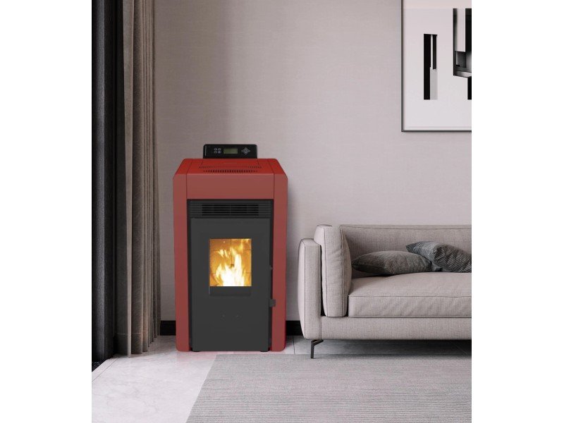 SCHENGER Pelletofen HLP3402 Rot A++ 5,5kW Vollautomatisch+WIFI+Eco Modus