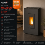 PEGASO Pelletofen Madison Stahl Anthrazit 5,3 kW mit Automatik