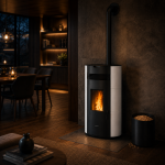 Justus Pelletofen Norta Stahl Taupe 8 kW mit Automatik