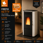 Firefix Pelletofen Ketty Stahl Schwarz-Weiß 6,3 kW