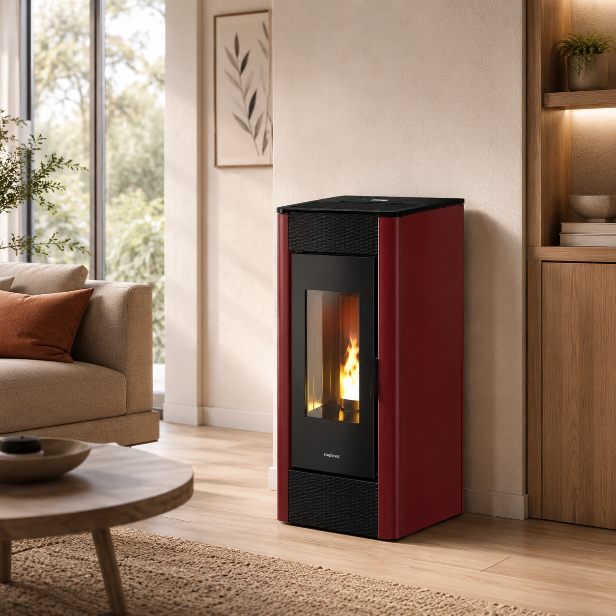 Firefix Pelletofen Ketty Stahl Schwarz-Bordeaux 6,3 kW