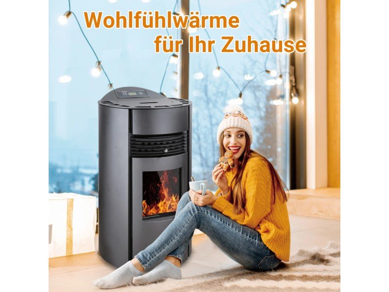 SCHENGER Pelletofen HP51-R Schwarz 8,8 kW A+ Vollautomatisch WIFI+ECO+TIMER