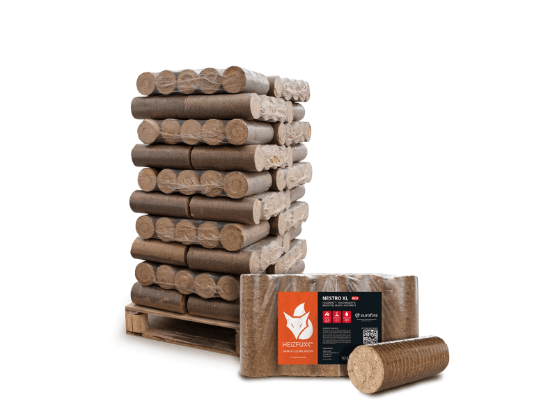 Heizfuxx Nestro XL Red Holzbriketts Hartholz 10kg x 30 Gebinde 300kg Palette