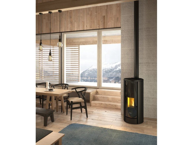 Freepoint Pelletofen Breeze Stahl Schwarz 9,1 kW mit Automatik
