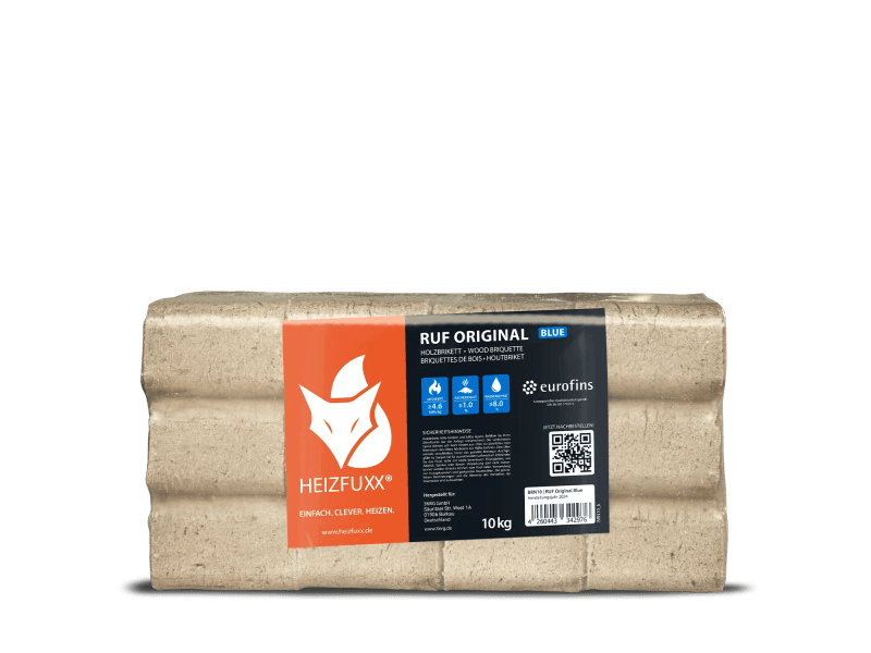 Heizfuxx RUF Original Blue Holzbriketts Nadelholz 10kg x 30 Gebinde 300kg Palette