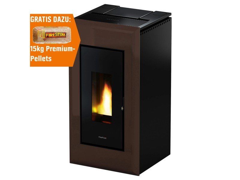 Freepoint Pelletofen Vega Stahl Braun 10,5 kW mit Automatik
