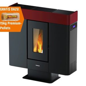 Freepoint Pelletofen Moon Stahl Bordeaux 10 kW mit Automatik