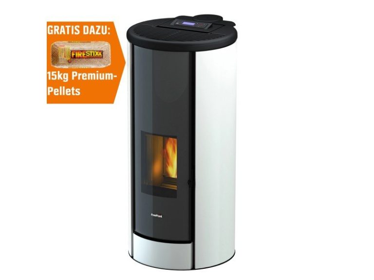 Freepoint Pelletofen Breeze Stahl Weiß 9,1 kW mit Automatik