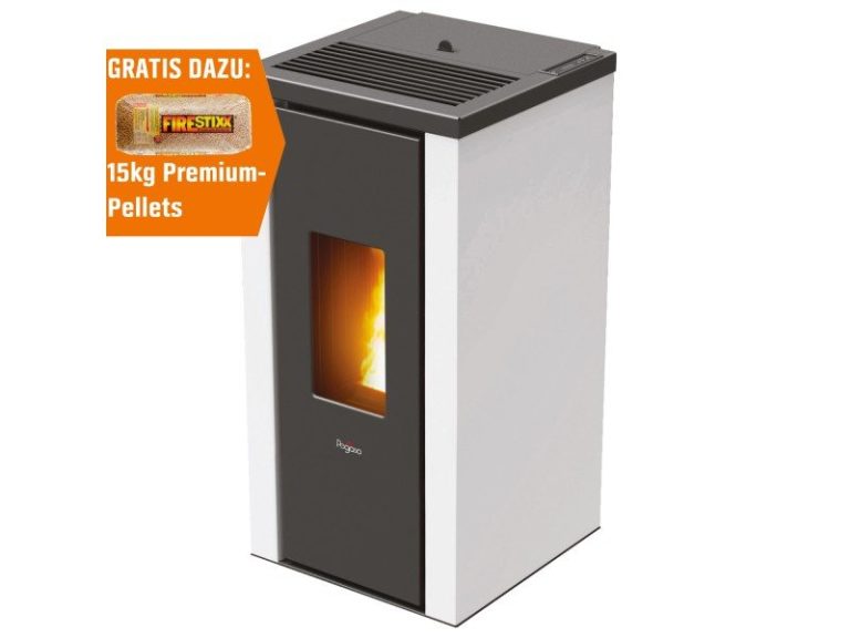 PEGASO Pelletofen Vera Stahl Weiß 7 kW mit Automatik