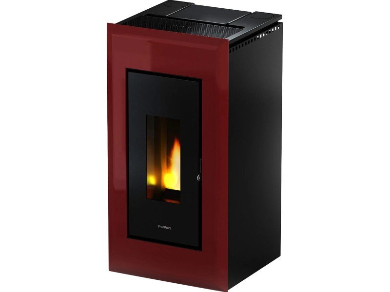 Freepoint Pelletofen Vega Stahl Bordeaux 10,5 kW mit Automatik