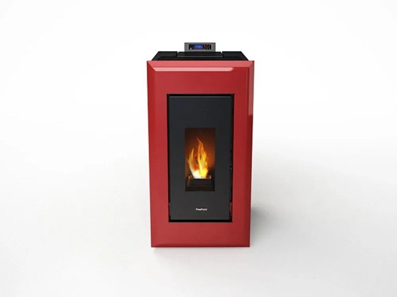 Freepoint Pelletofen Vega Stahl Bordeaux 10,5 kW mit Automatik
