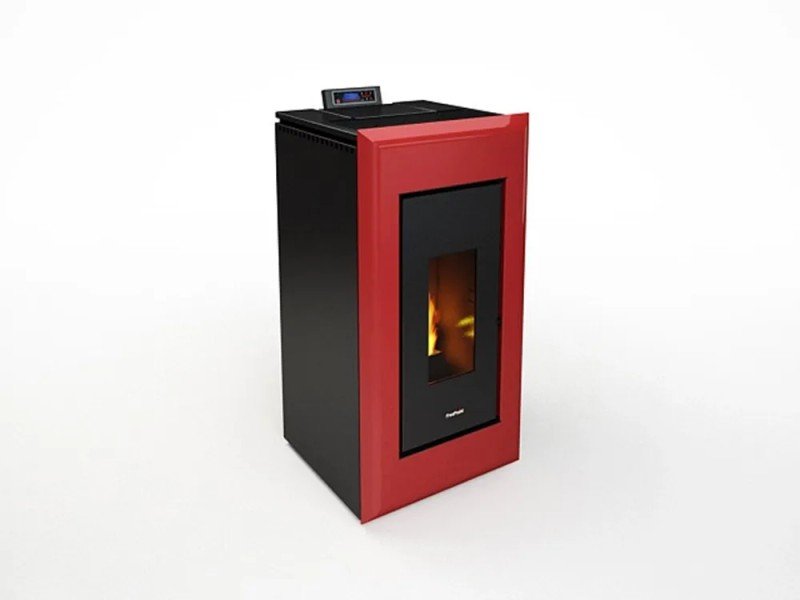 Freepoint Pelletofen Vega Stahl Bordeaux 10,5 kW mit Automatik