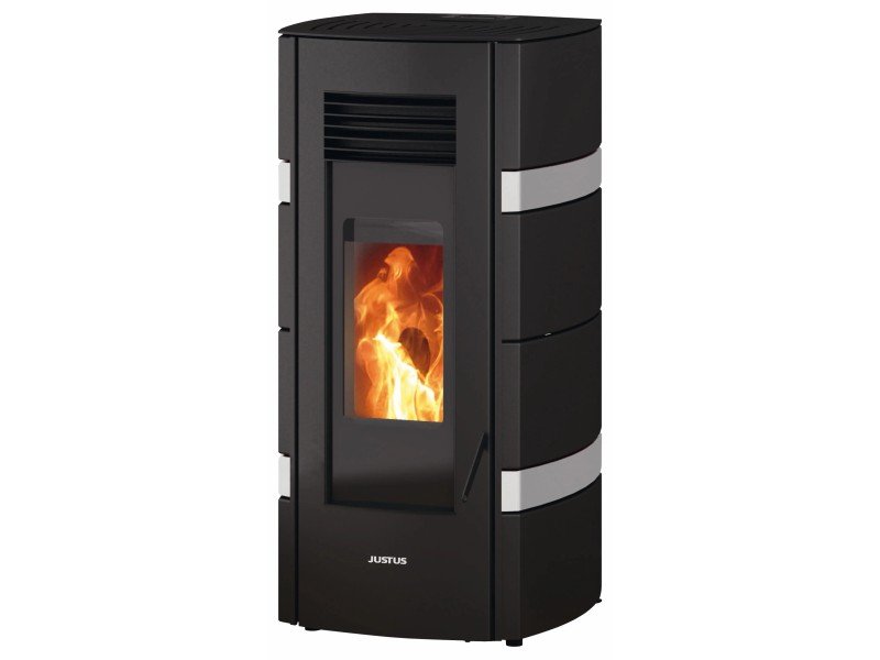 Justus Pelletofen Sia Stahl Schwarz-Weiß 8 kW mit Automatik