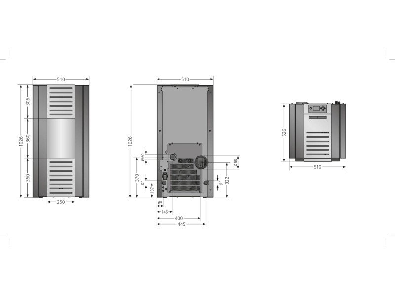 Justus Pelletofen Sirkos Aqua 2.0 Stahl Taupe 9,4 kW wasserführend