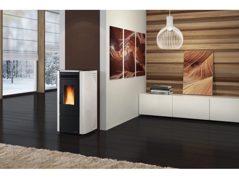 Firefix Pelletofen Ketty Stahl Schwarz-Weiß 6,3 kW