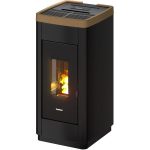 Freepoint Pelletofen LIFE Stahl Schwarz-Gold 8,5 kW