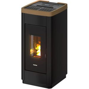Freepoint Pelletofen LIFE Stahl Schwarz-Gold 8,5 kW