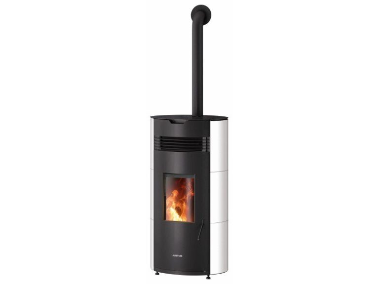 Justus Pelletofen Norta Stahl Seidenweiß 8 kW mit Automatik