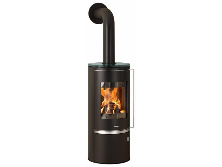 Justus Kaminofen Faro 2.0 Top Stahl Schwarz mit Glas-Abdeckplatte 6 kW