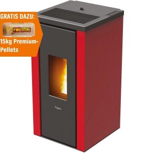 PEGASO Pelletofen Vera Stahl Bordeaux 7 kW mit Automatik