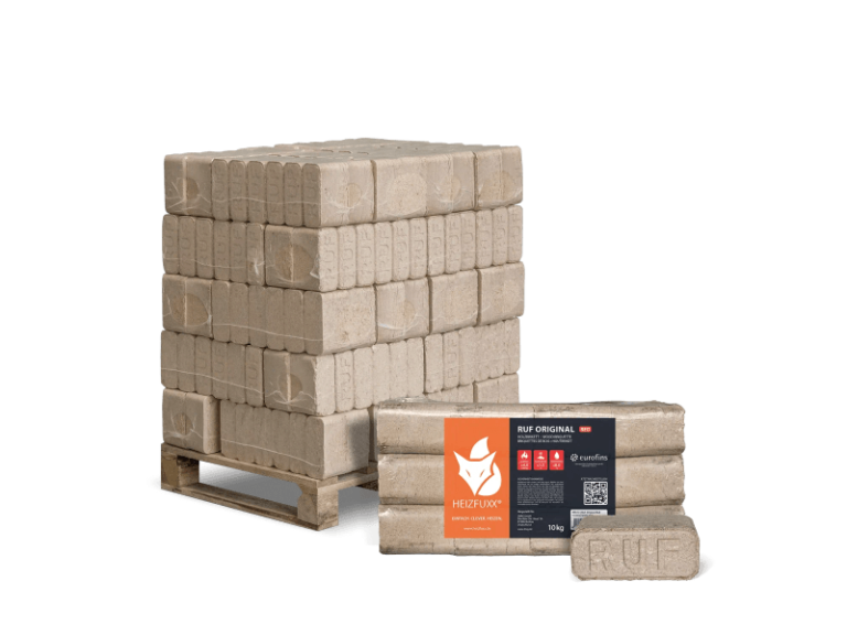 Heizfuxx RUF Original Red Holzbriketts Hartholz 10kg x 30 Gebinde 300kg Palette