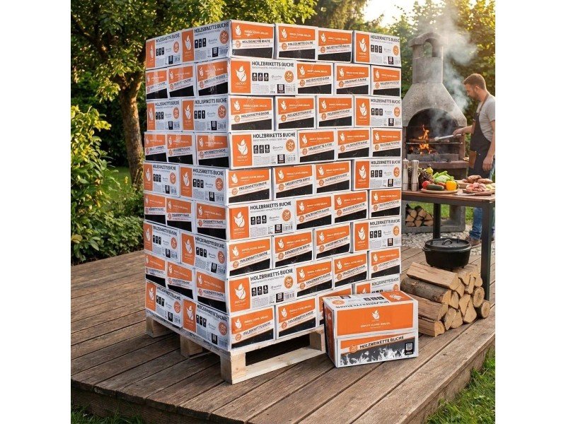 Heizfuxx Nestro M Holzbriketts Hartholz im Karton 12kg x 25 Karton 300kg Palette