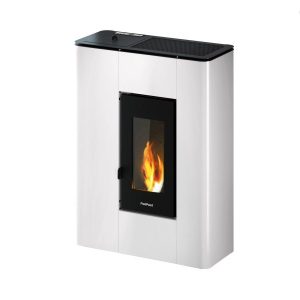 Freepoint Pelletofen Atri Metall Weiß 4,9 kW mit Automatik