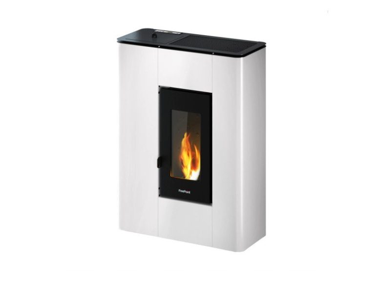 Freepoint Pelletofen Atri Metall Weiß 4,9 kW mit Automatik