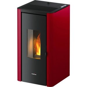 Freepoint Pelletofen Indi Stahl Bordeaux 7 kW mit Automatik