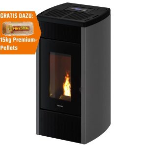 Freepoint Pelletofen Duke Stahl Silberfarben 14 kW mit Automatik