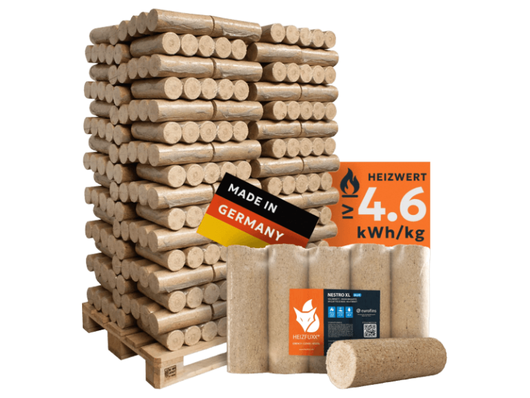 Heizfuxx Nestro XL Blue Holzbriketts Nadelholz 10kg x 96 Gebinde 960kg Palette