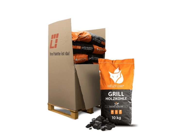 Heizfuxx Grillholzkohle in Gastro-Qualität 10kg x 12 Sack 120kg Palette